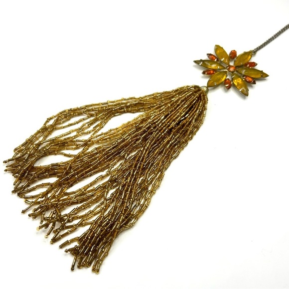 Jewelry Christmas Tree Ornament Glass Star Burst with Glass Bead Tassel - Picture 5 of 8